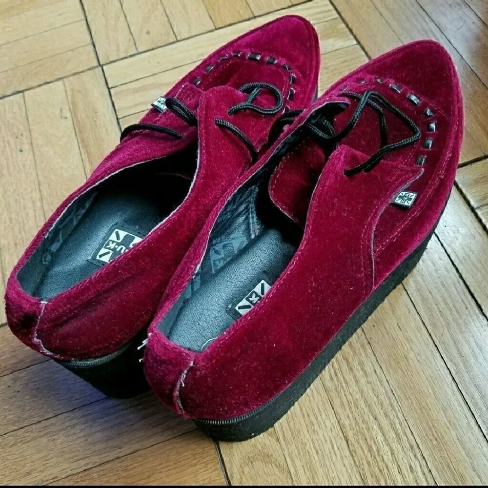 RARE Size 10 TUK Burgundy Punk Platforms